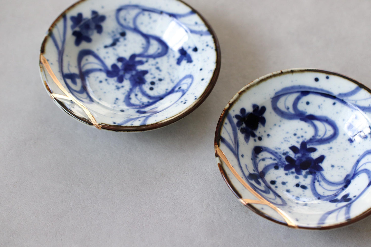 Kintsugi Inspired Imari Porcelain Plate, Hand Painted Japanese Small Dish, Blue and Gold Side Plate, Made in Japan Wabi Sabi Tableware