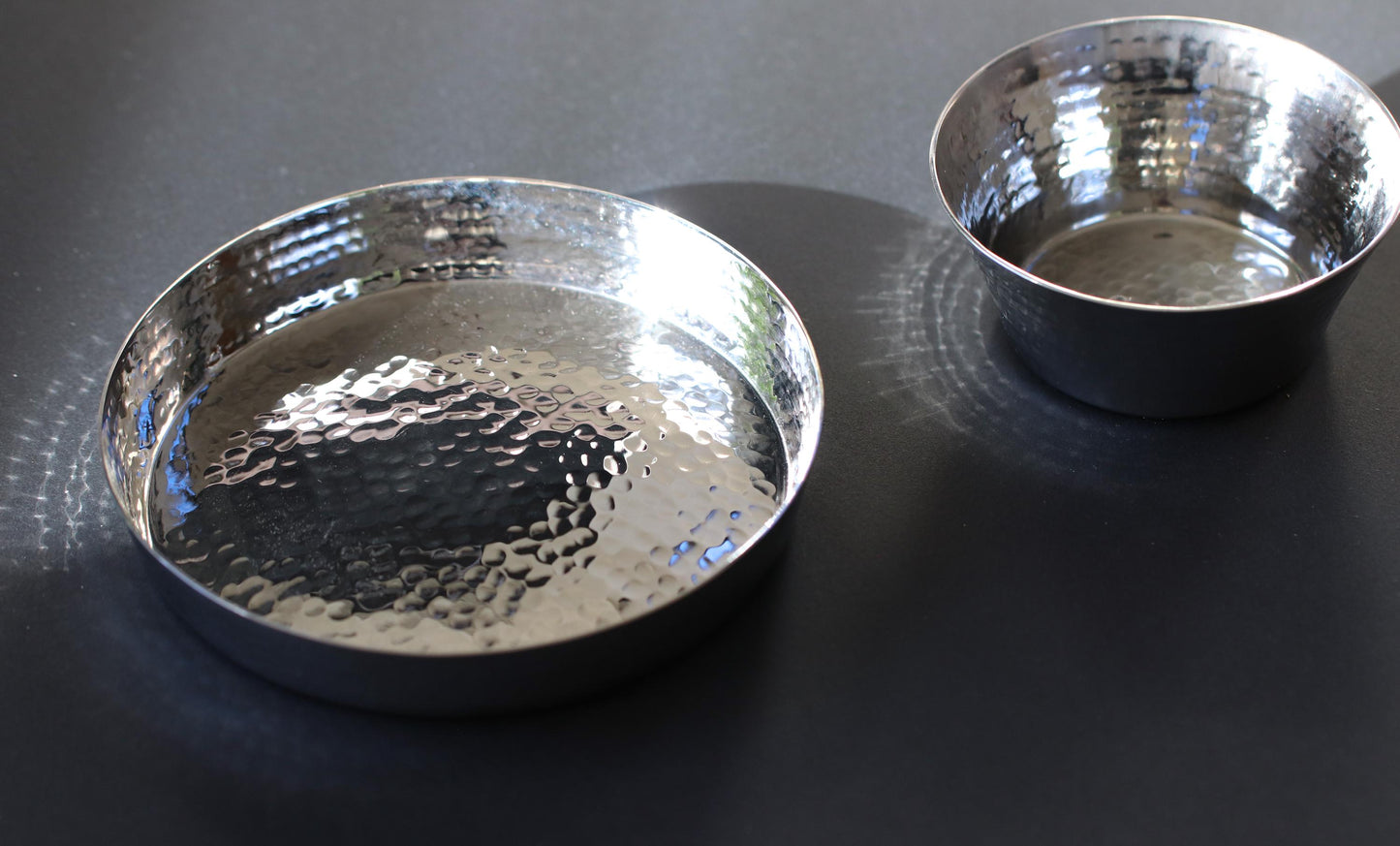 Hammered Stainless Steel Tray Small Serving Dish Minimal Modern Tableware Stylish Entertaining Tray