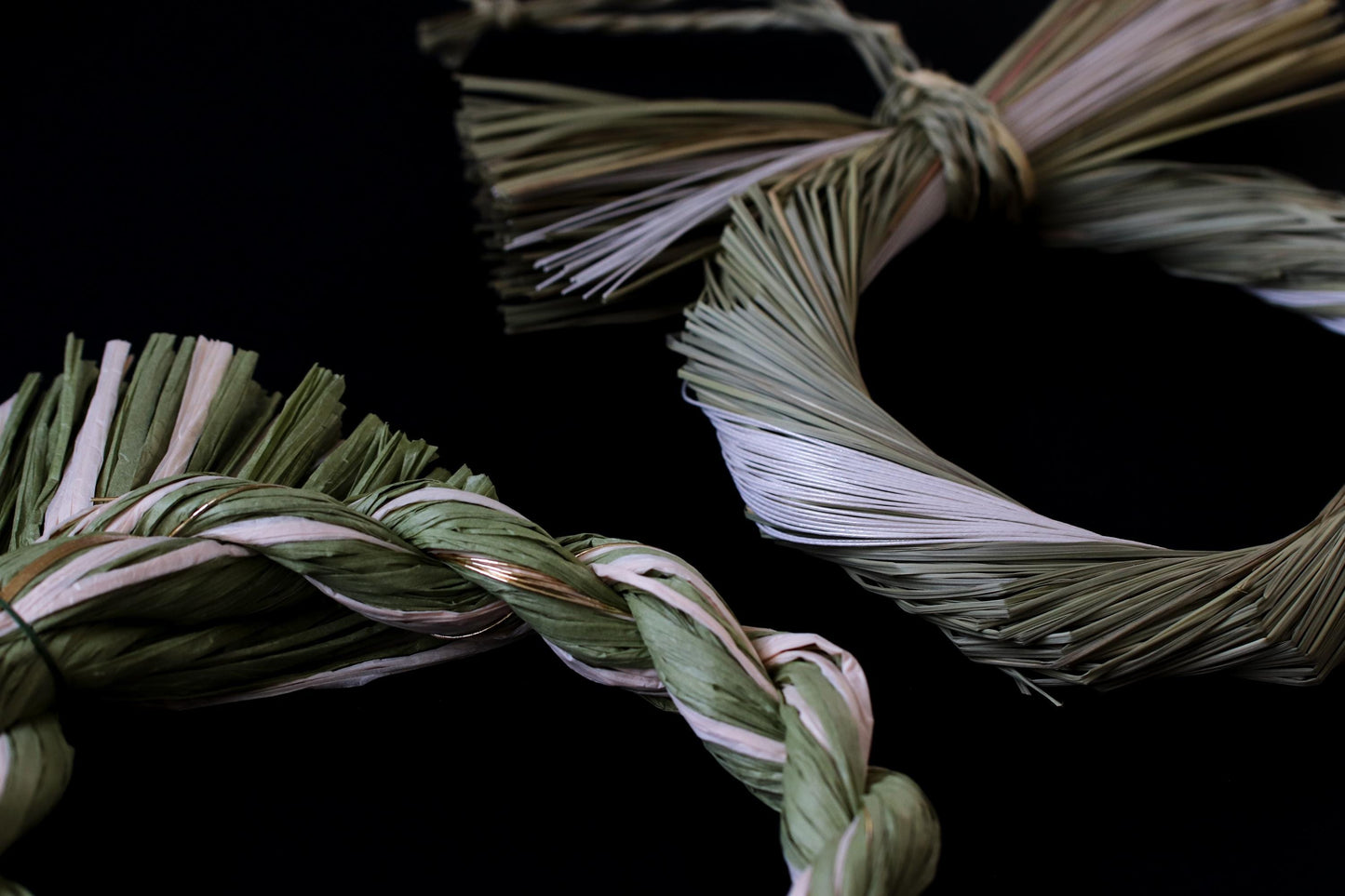 Minimal Shimenawa Wreath with Mizuhiki Ribbon | Japanese Igusa Water Reed Ring | Natural Wabi Sabi Wall Decor | Handmade Door Wreath φ20cm