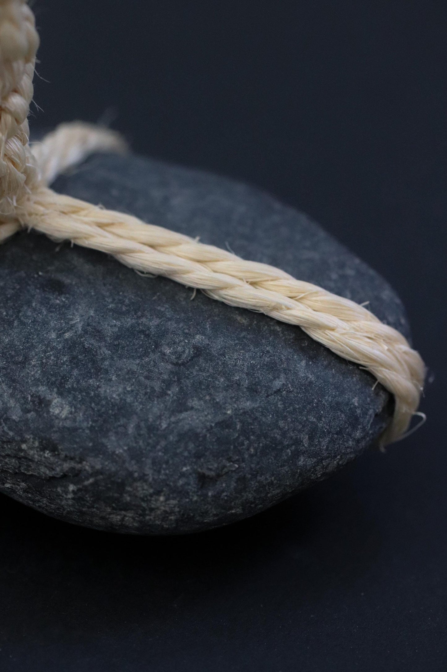 One of a Kind Sekimori Ishi – Nachiguro Stone with Sisal Rope | Japanese Guardian Stone | Wabi-Sabi Zen Decor