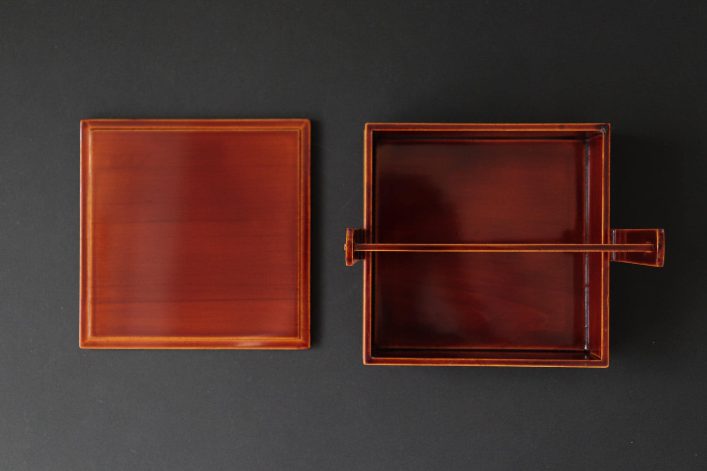 Unused Vintage Hida Takayama Shunkei Nuri Carry Box, Japanese Lacquer Storage Box with Handle, Tea Ceremony & Wagashi Container