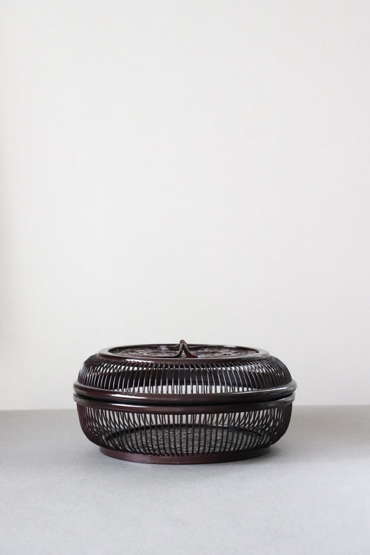 Vintage Japanese Lacquered Bamboo Basket | One-of-a-Kind Woven Bamboo Box | Tea Ceremony Storage | Japanese Decor Object