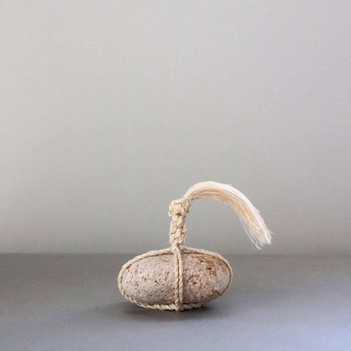 Japanese Sekimori Stone | Niigata Natural Stone with Seima Hemp | Handmade Boundary Stone | Wabi Sabi Decor | Made in Japan