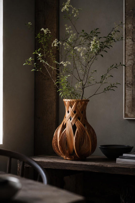 Vintage Beppu Bamboo Flower Vase | Handmade Japanese Bamboo Basket Vase | Ikebana Basket | Made in Japan