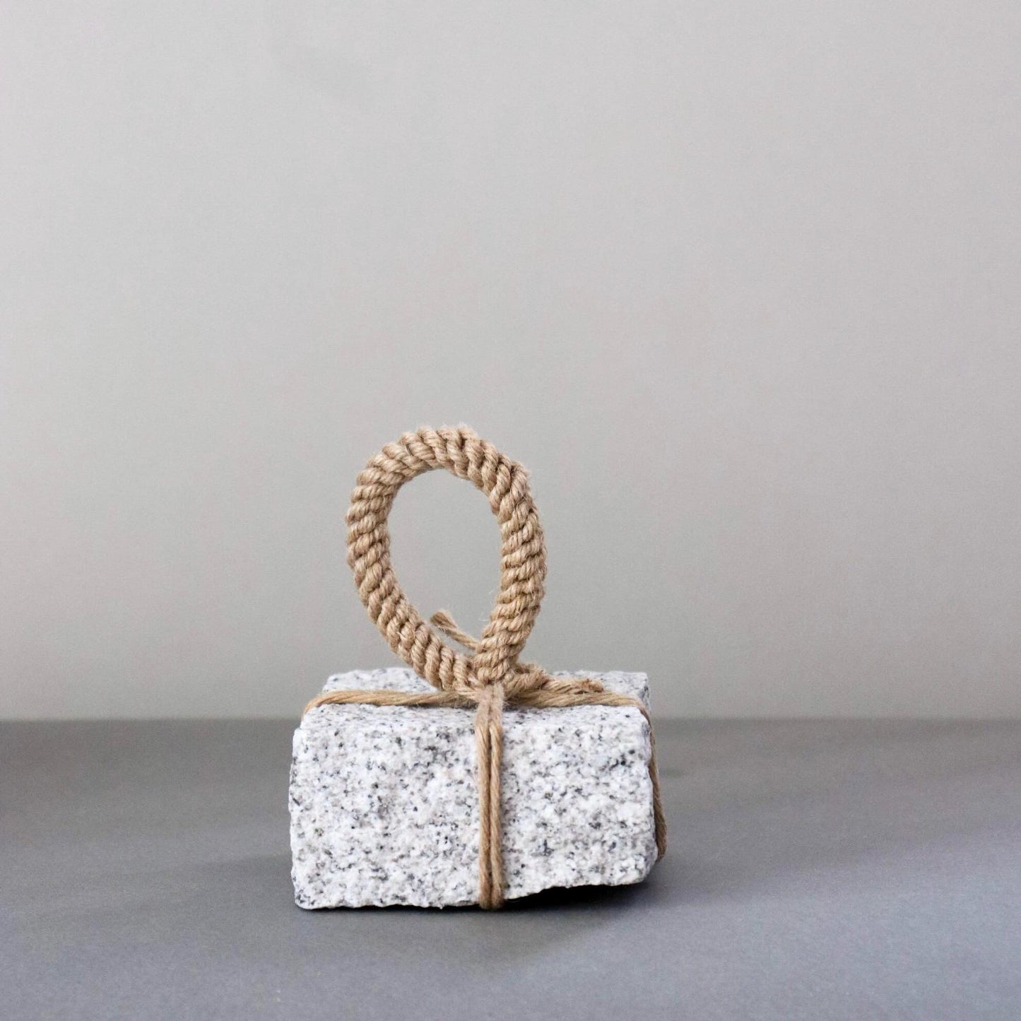 Japanese Sekimori Ishi | White Square Niigata Stone with Hemp Cord | Tea Garden Marker | Wabi Sabi Decor | One of a Kind