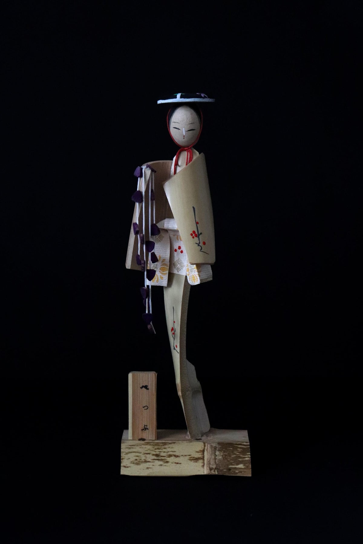 Vintage Beppu Bamboo Craft Kokeshi Doll, 32cm Japanese Folk Art Figure, Sculptural Decorative Object