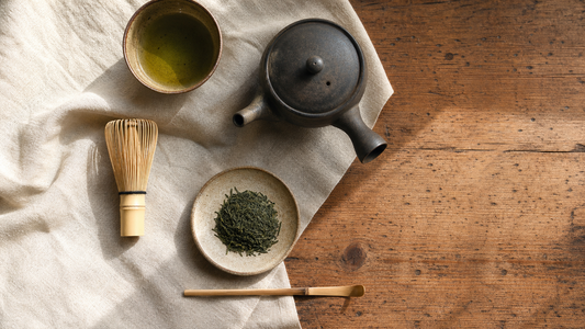 Japanese tea tools arranged for a quiet tea ritual