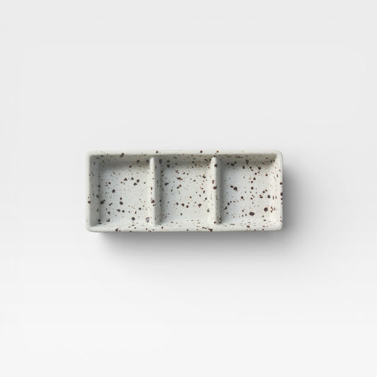 Mino Ware Three-Compartment Dish – White Glaze