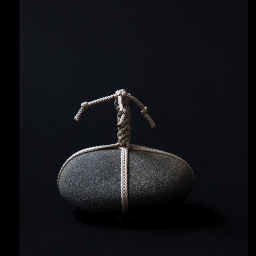Sekimori Ishi Stone Japanese Garden Marker Edo Braided Cord Niigata Stone