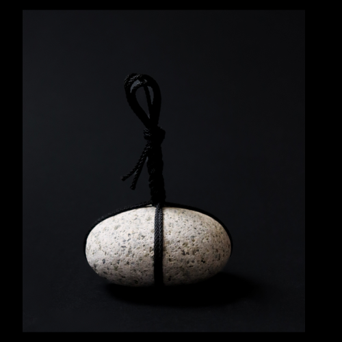 Sekimori Ishi Japanese Stone Marker Black Edo Cord Niigata Stone