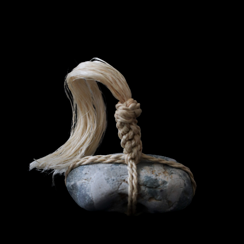 Sacred Sekimori Stone with Seima Hemp  Niigata River Stone