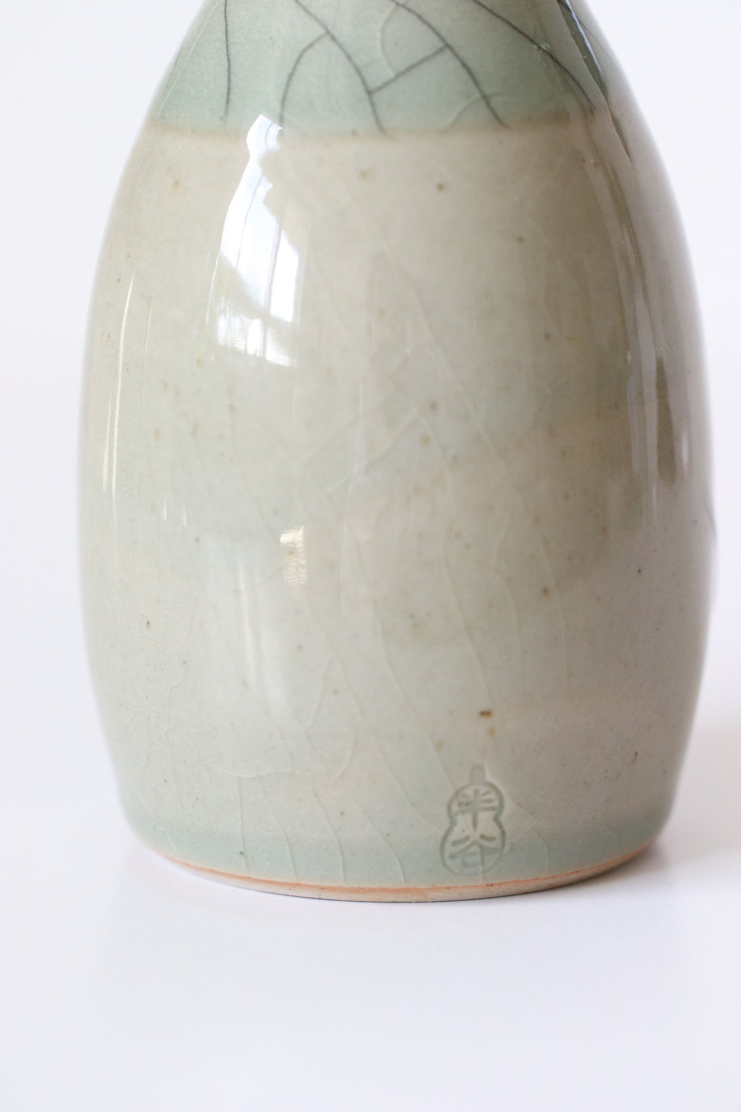 Japanese Celadon Sake Carafe – Hangai Kiln, Crackle Glaze