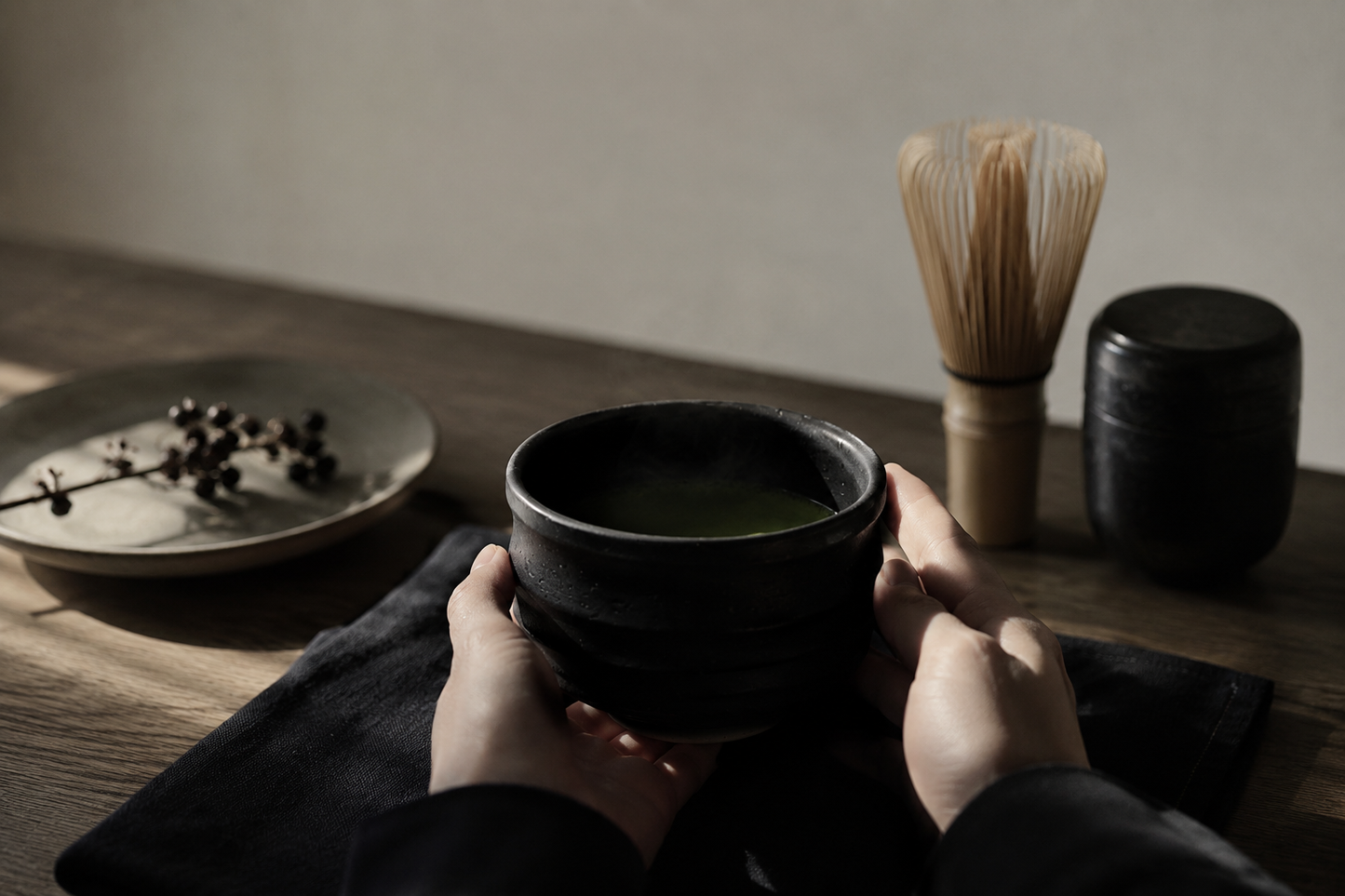 Japanese Mino Ware Black Matcha Bowl  Chawan