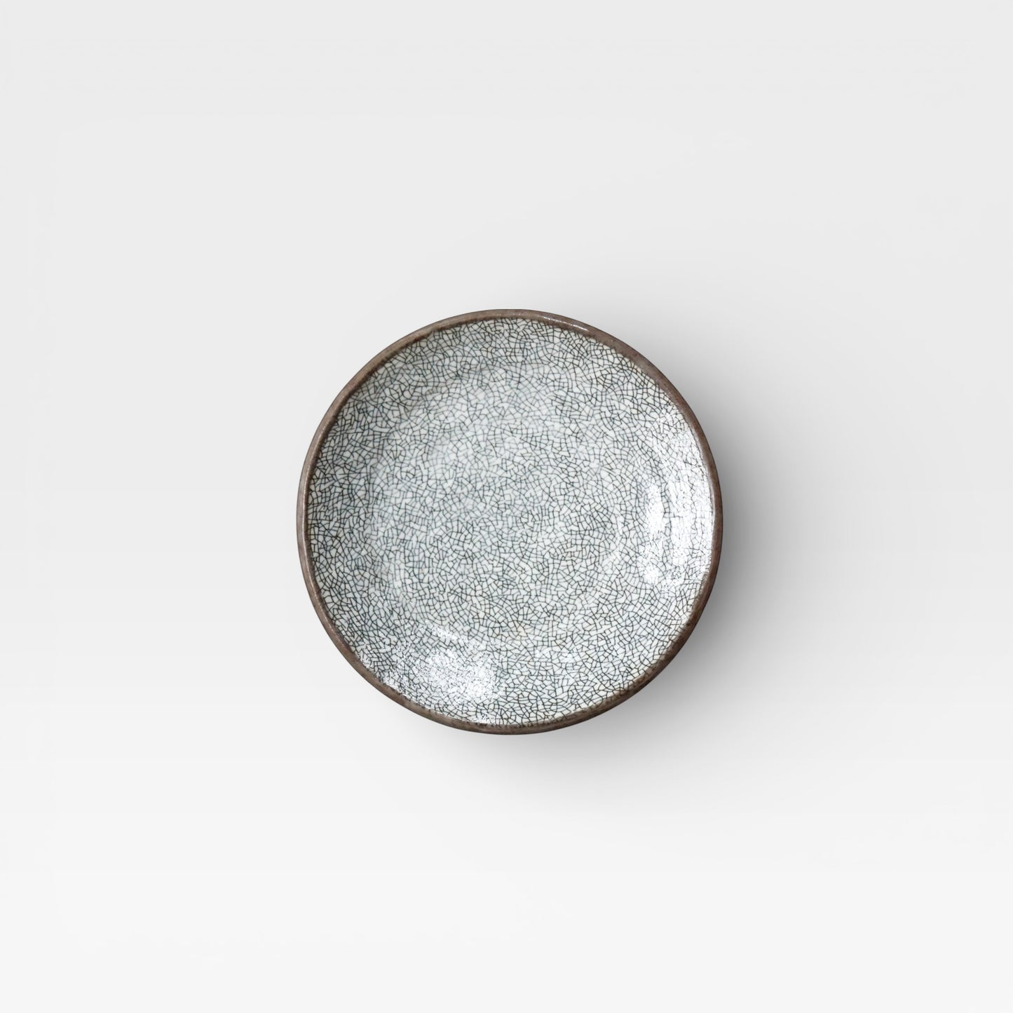 Mino Ware Ceramic Plate with Kannyu Crackle Glaze