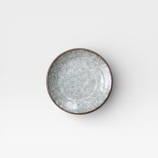 Mino Ware Ceramic Plate with Kannyu Crackle Glaze