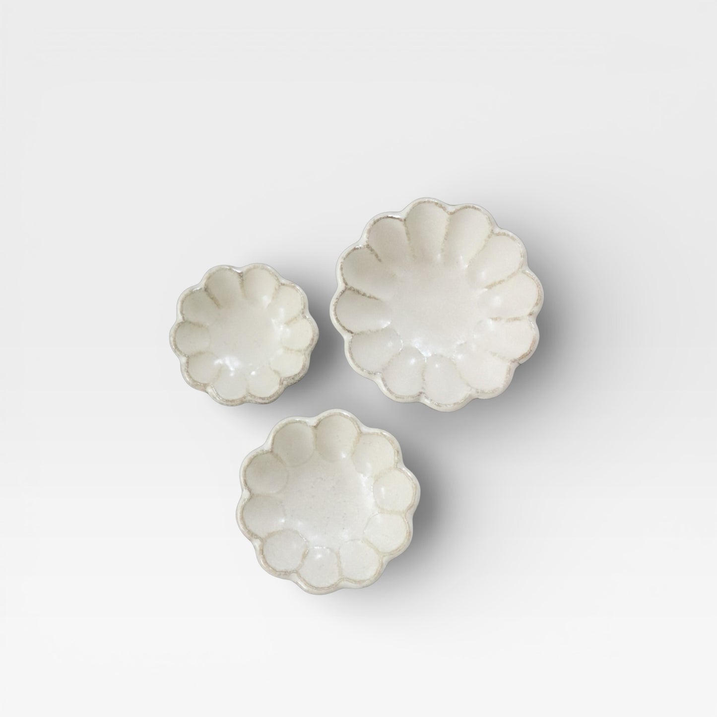 Japanese Rinka White Ceramic Bowls