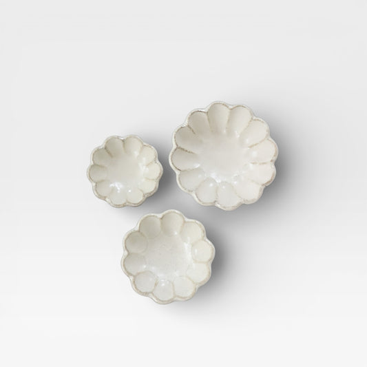 Japanese Rinka White Ceramic Bowls
