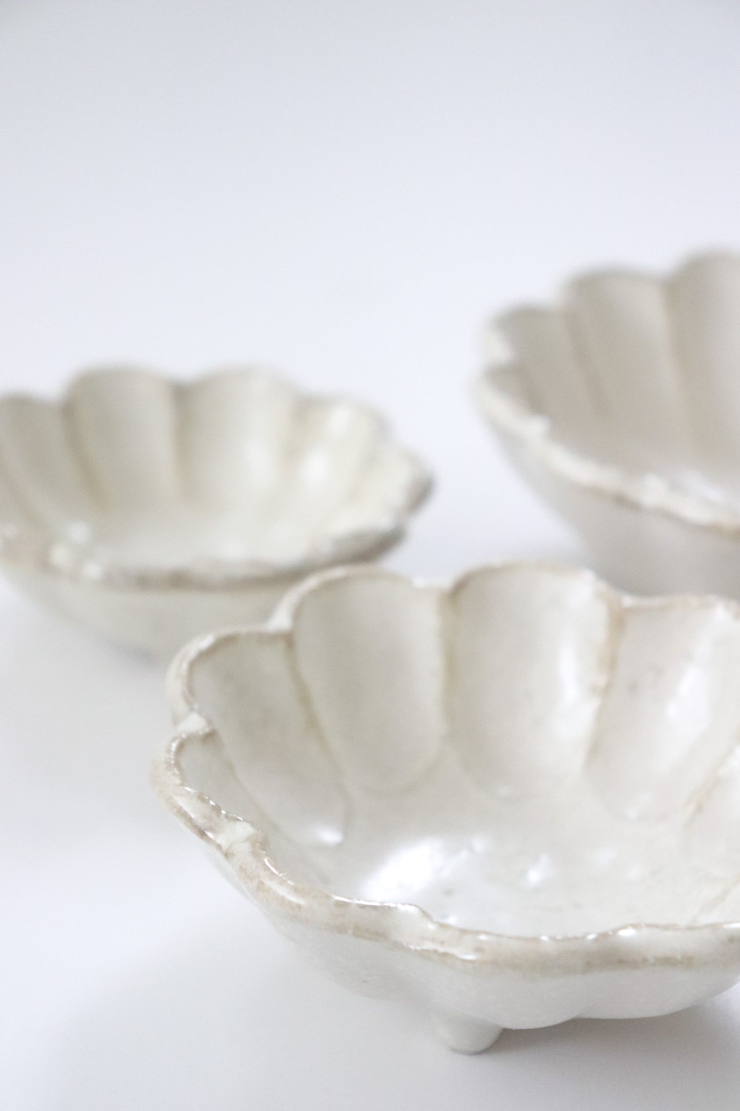 Japanese Rinka White Ceramic Bowls