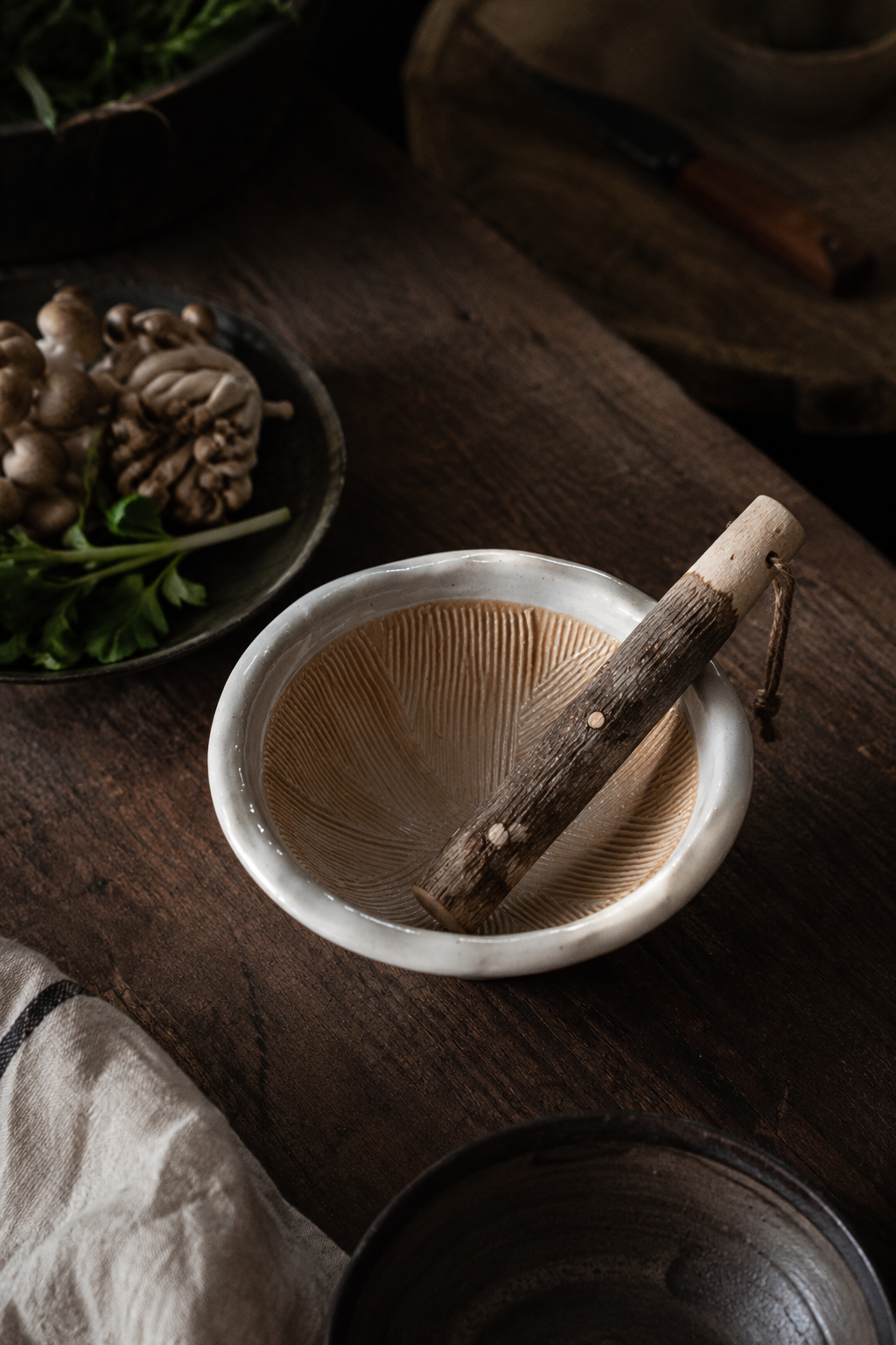 Japanese Shirokohiki Mortar & Pestle
