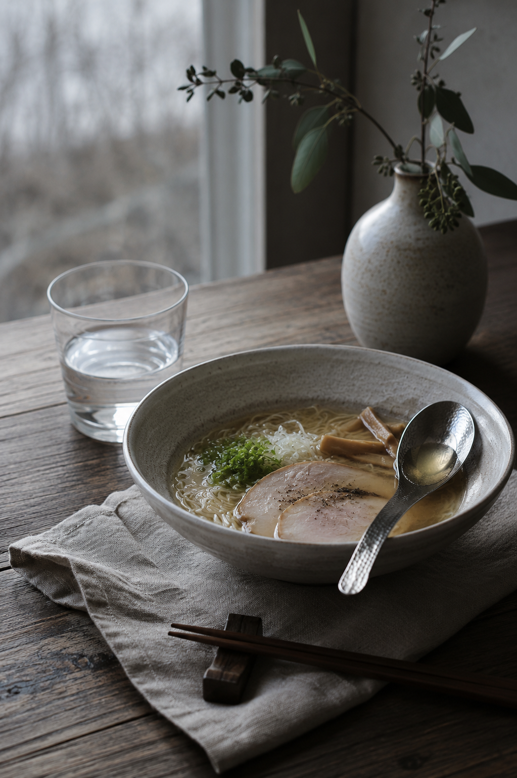 Tsubame Sanjo Stainless Steel Ramen Spoon – Tsuchime Finish – product detail image 2