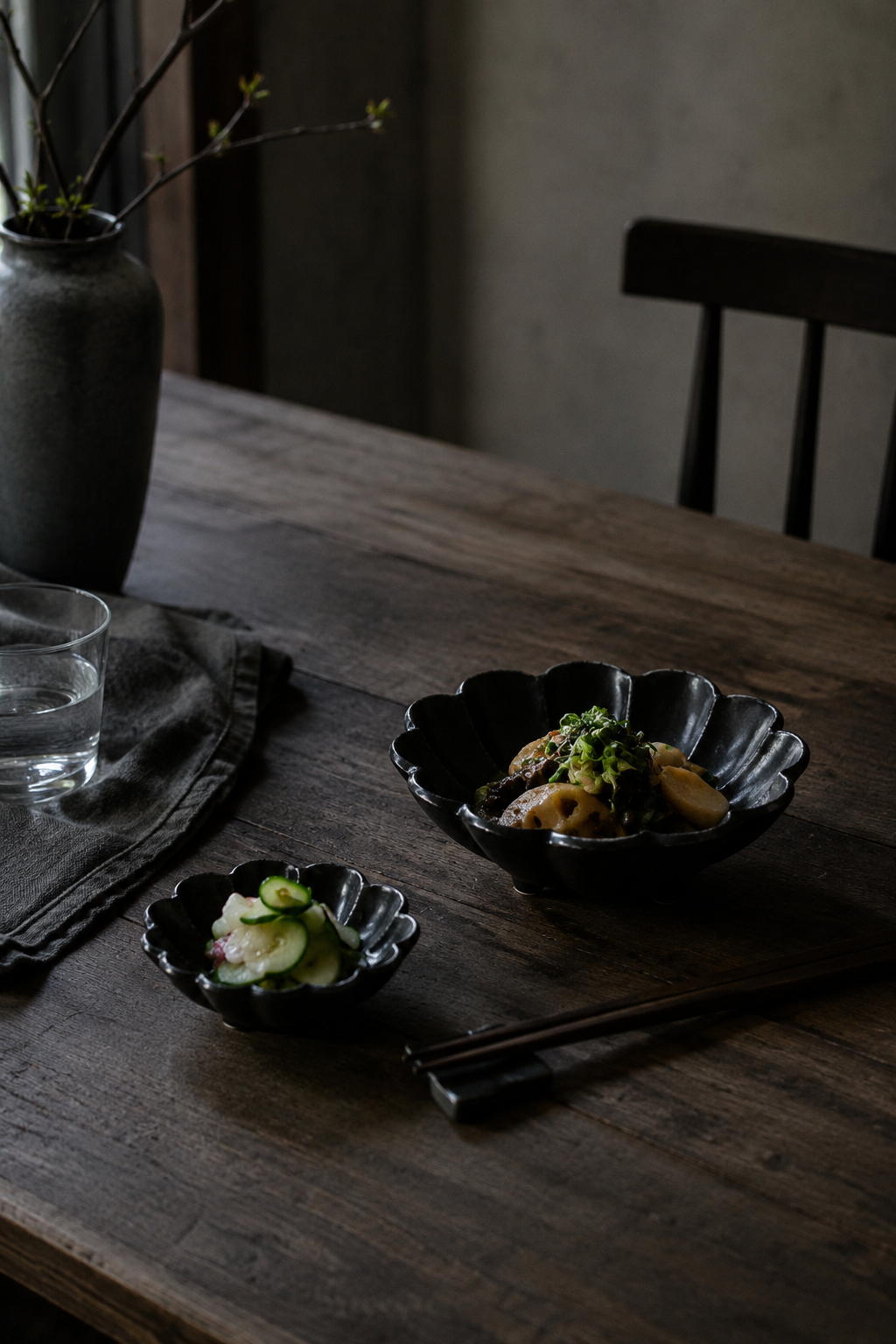 Japanese Black Rinka Ceramic Bowl