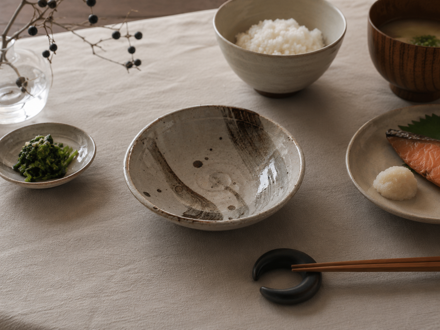 Japanese Kobachi – Iron-Painted Bowl by Masanori Tanaka