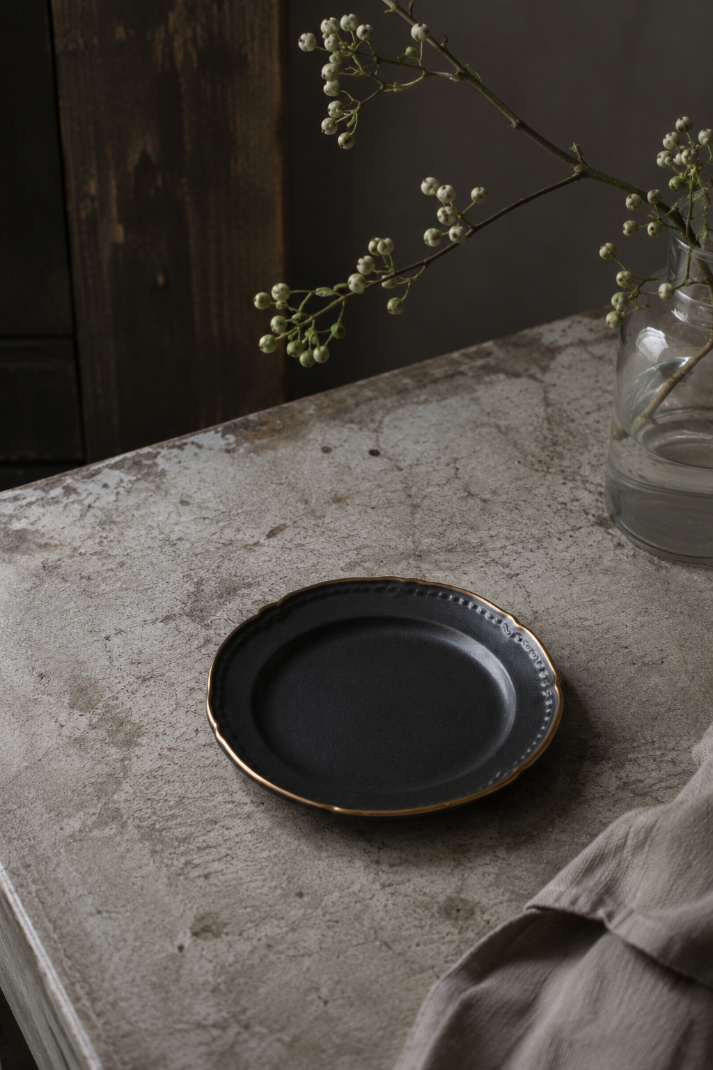 Japanese Black & Gold Small Ceramic Plate — Mino Ware
