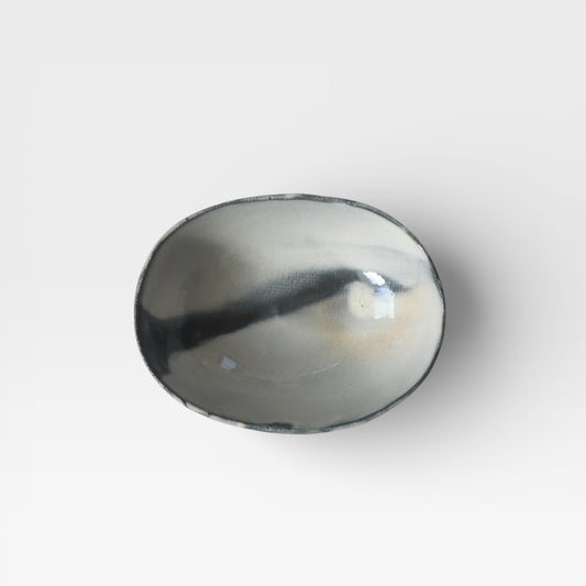 Shigaraki Oval Kohiki Bowl — Sumi Accents