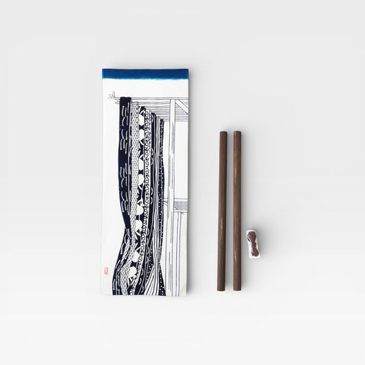 Japanese Tenugui “Yagura” – Hinoki Tapestry Rod Set