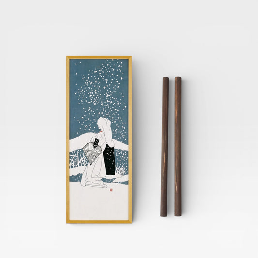 Japanese Tenugui “Sagi-musume” – Hinoki Tapestry Rod Set