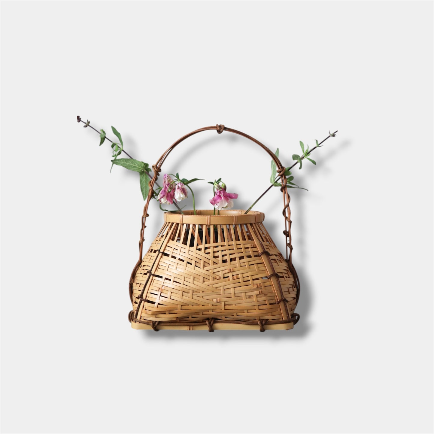 Vintage Japanese Bamboo Flower Basket