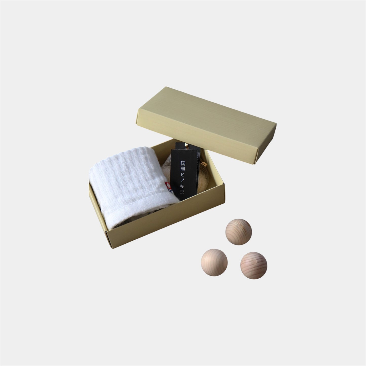 Japanese Hinoki Bath Ball & Imabari Towel Set