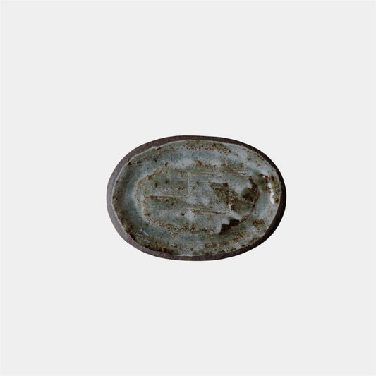 Japanese Artisan Stoneware Oval Small Plate
