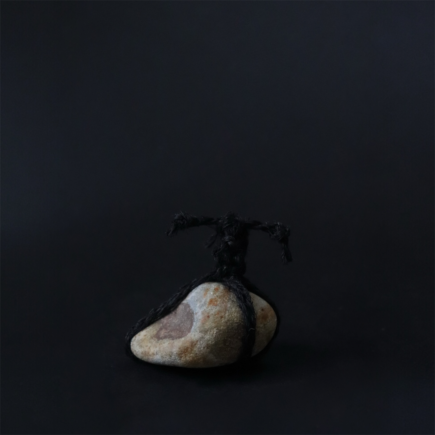 Japanese Sekimori Ishi  Niigata River Stone with Palm Fiber Rope