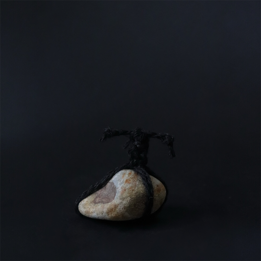 Japanese Sekimori Ishi  Niigata River Stone with Palm Fiber Rope