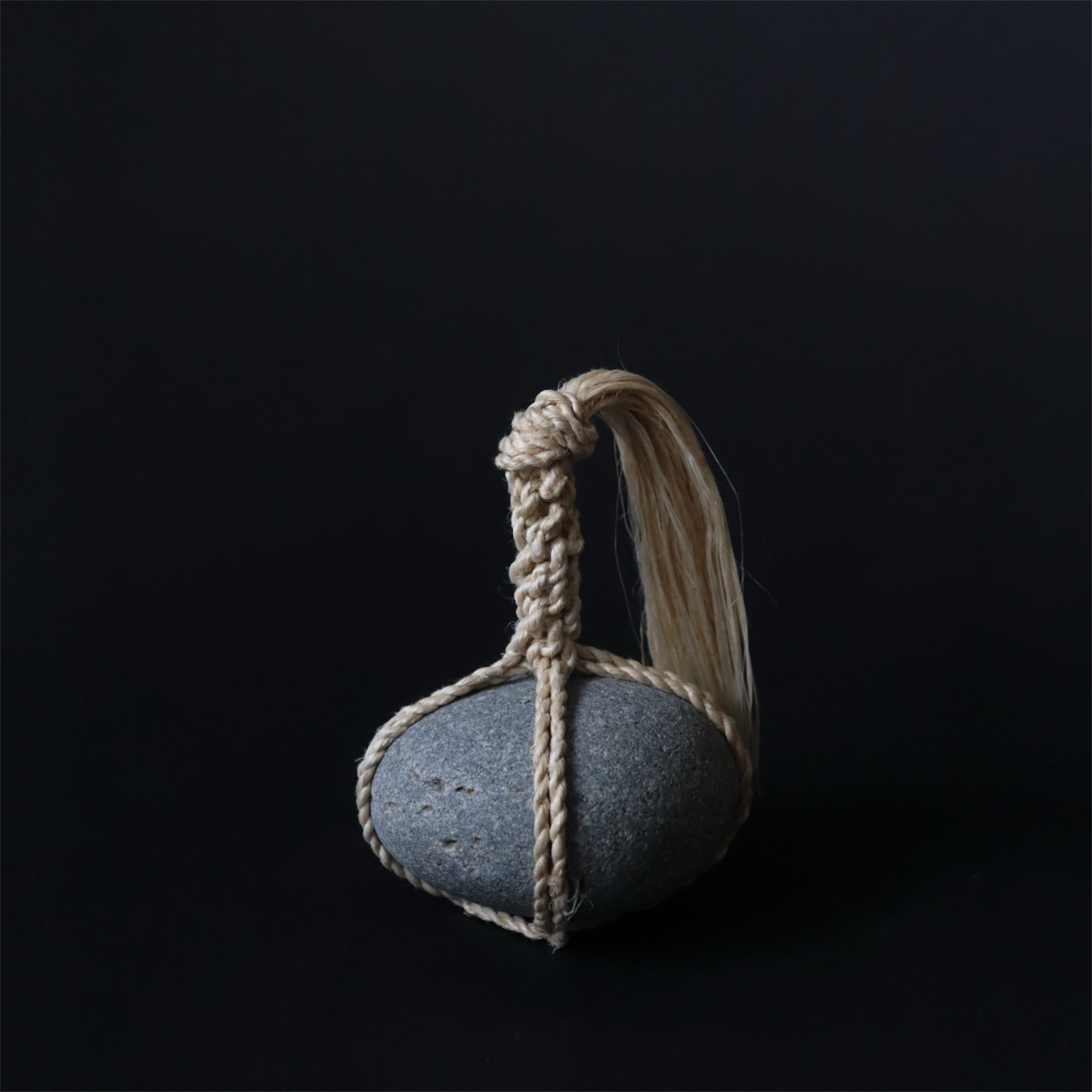 Japanese Sekimori Ishi Niigata Stone with Sacred Hemp(seima)