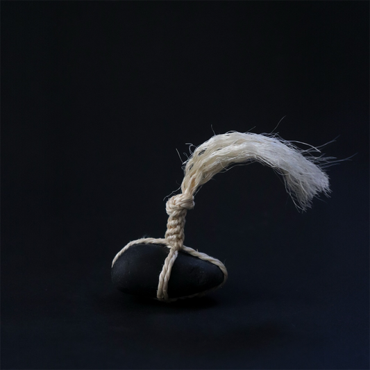 Japanese Sekimori Stone Nachiguro Stone with Sisal Rope