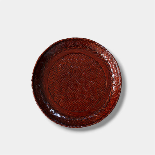 Vintage Japanese Ajiro Lacquered Bamboo Tray |
