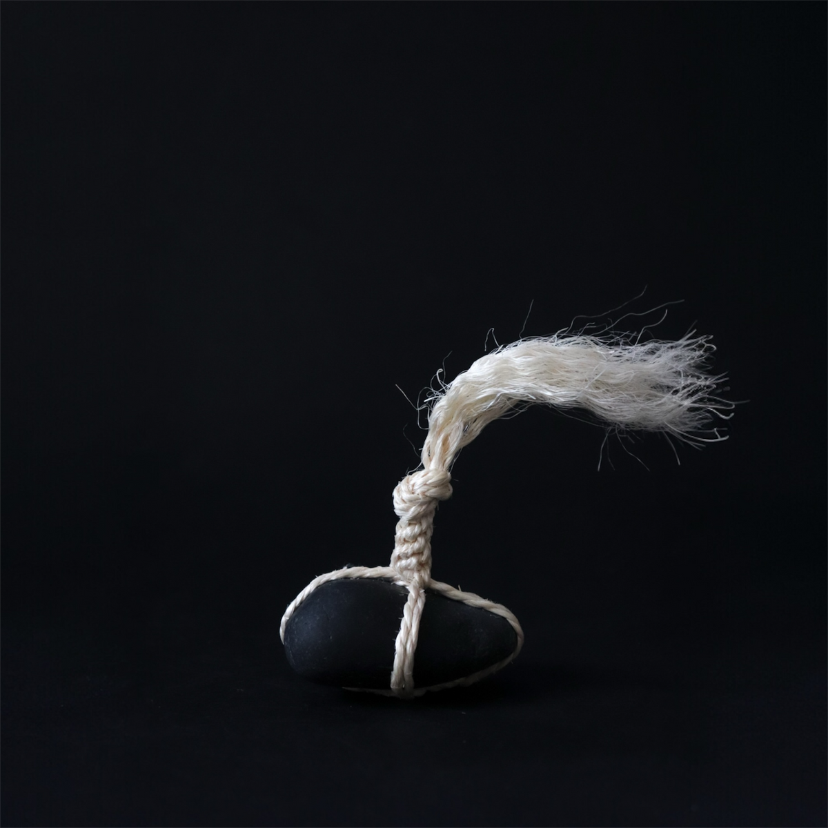 Japanese Sekimori Stone Nachiguro Stone with Sisal Rope