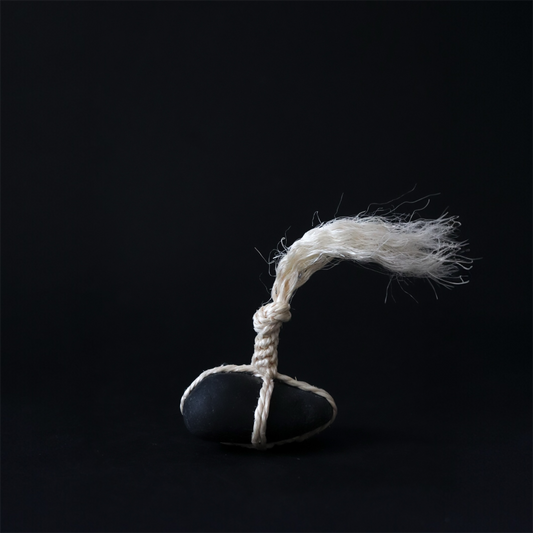 Japanese Sekimori Stone Nachiguro Stone with Sisal Rope