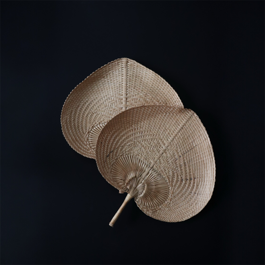 Vintage Japanese Handwoven Fans Set of 2