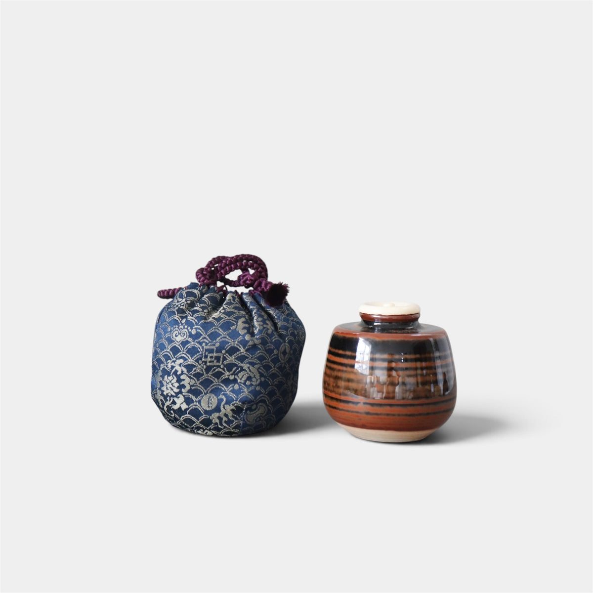 Vintage Japanese Chaire Tea Caddy with Shifuku Pouch