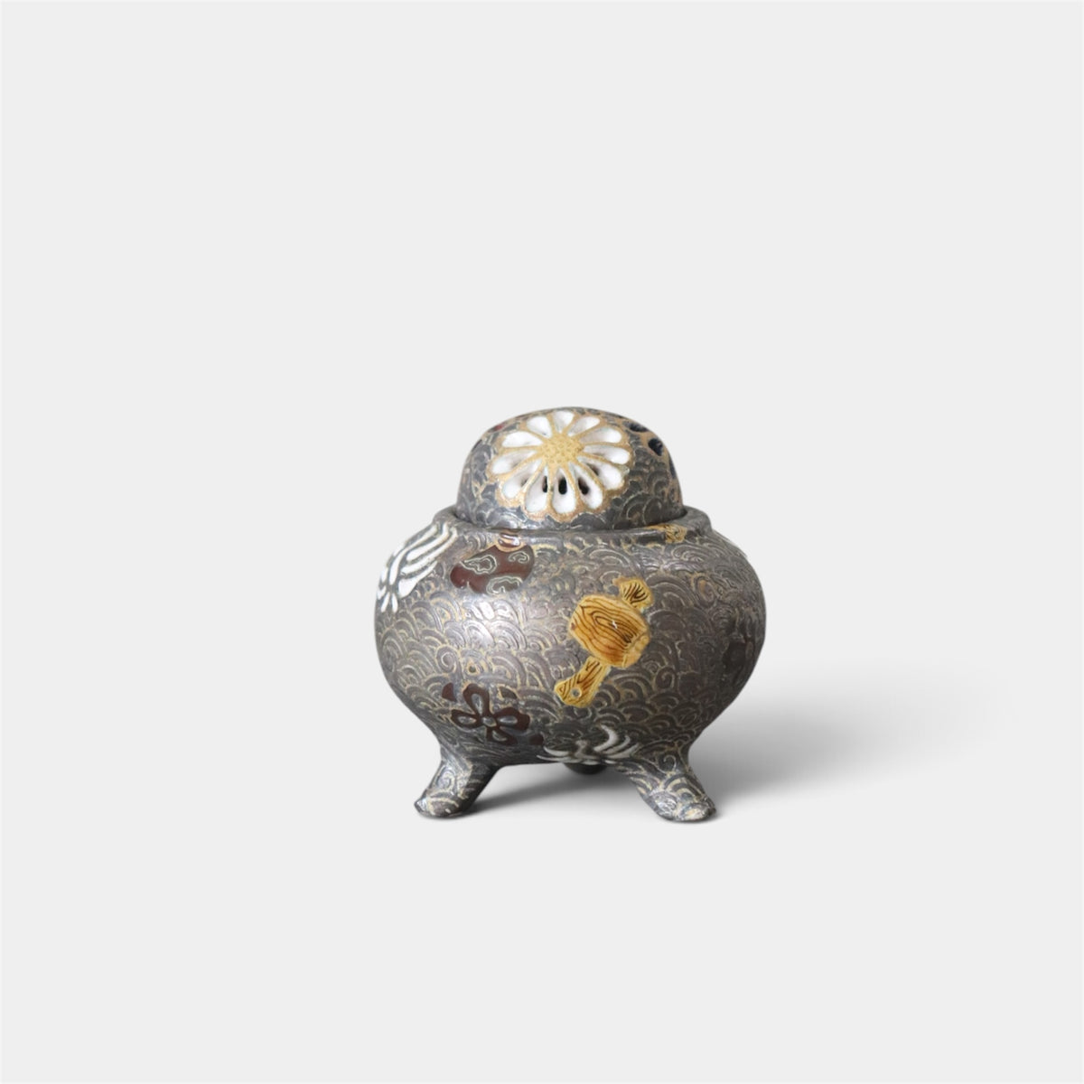 Vintage Japanese Kenzan-Style Incense Burner by Shisen Asano