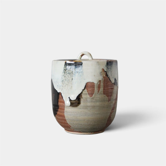 Vintage Japanese Akogi Ware Mizusashi Tea Ceremony Water Jar