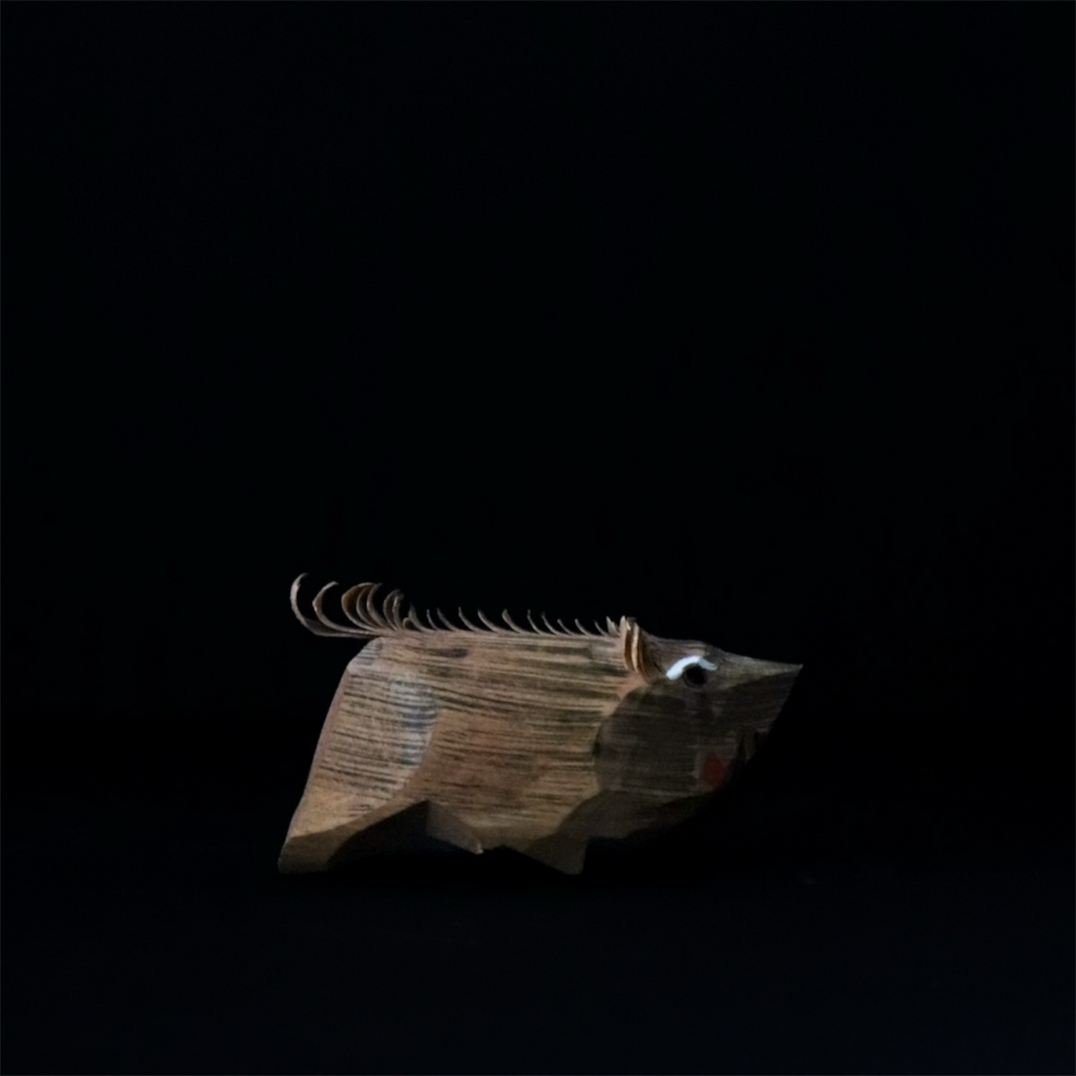 Japanese Sasano Ittobori Wild Boar Wood Carving