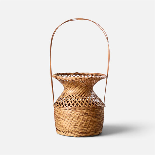 Vintage Japanese Bamboo Hanakago Large Ikebana Flower Basket