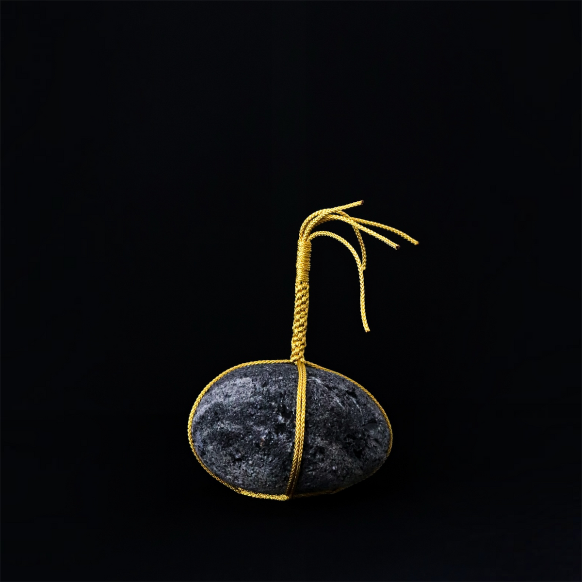Large Japanese Sekimori Stone Hokkaido Obsidian×edo-uchi cord