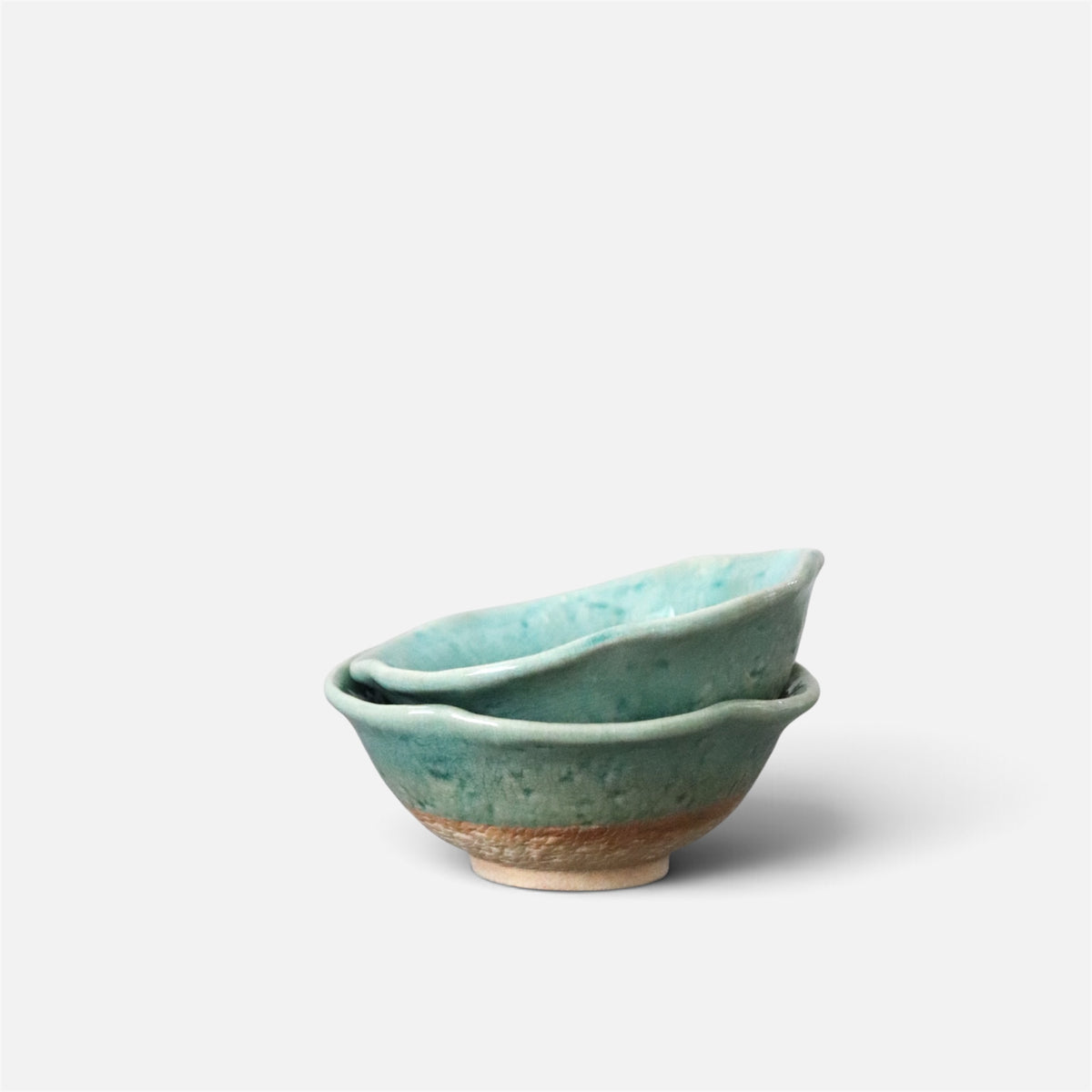 Handmade Japanese Kobachi Bowls — Blue Green Glaze, Set of 2