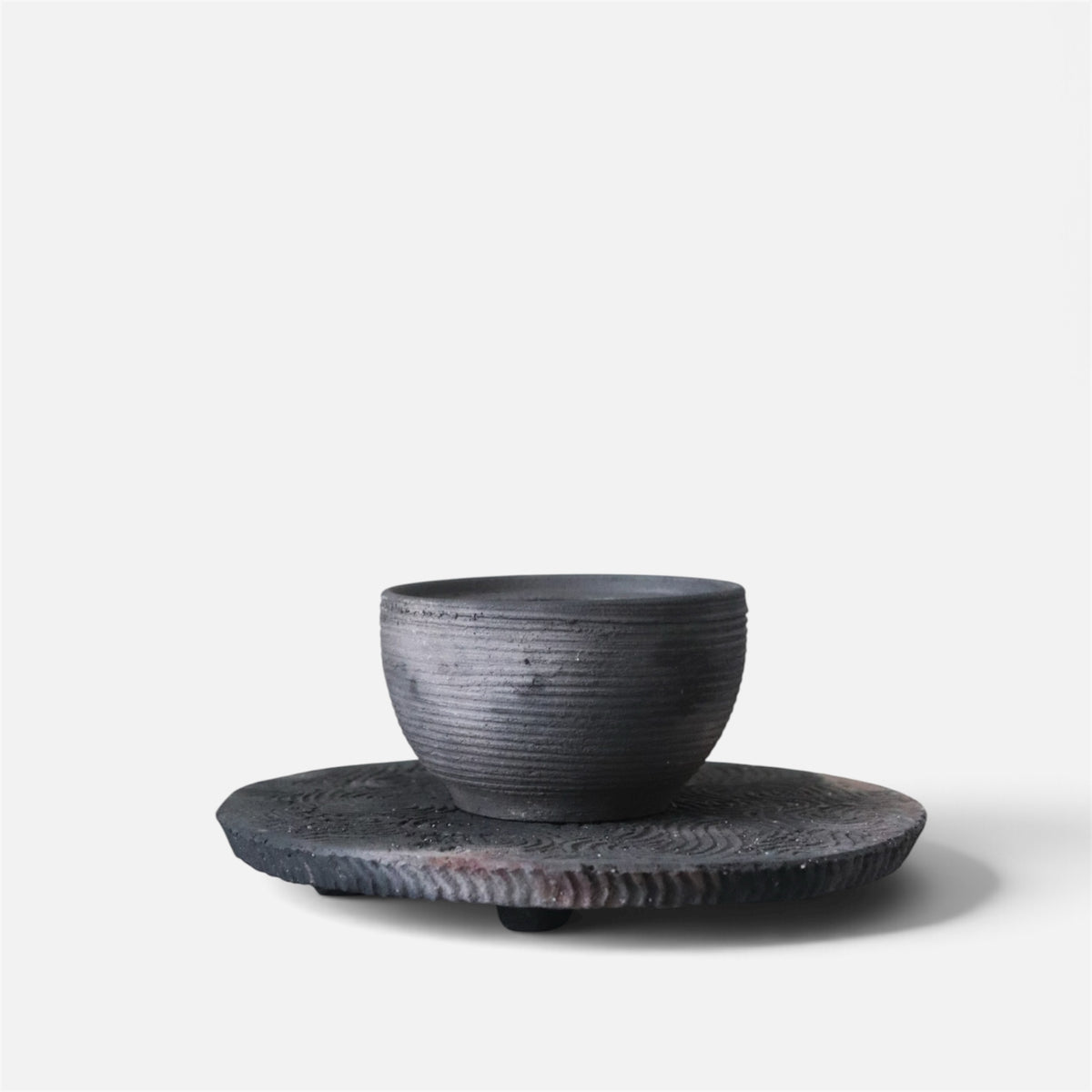 Vintage Jinnai Sakata Mashiko Pottery Bowl and Ceramic Trivet Set