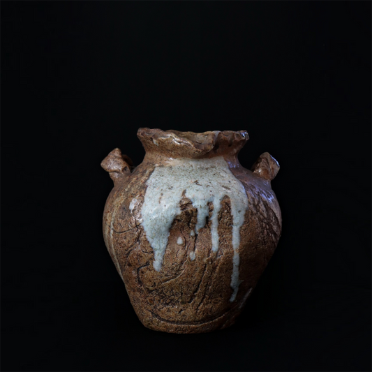 Vintage Japanese Large Sculptural Pottery Rustic Ceramic Vase